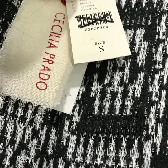 Anthropologie Cecilia Prado Abstract Knit Wide Leg Pants White & Black Size S